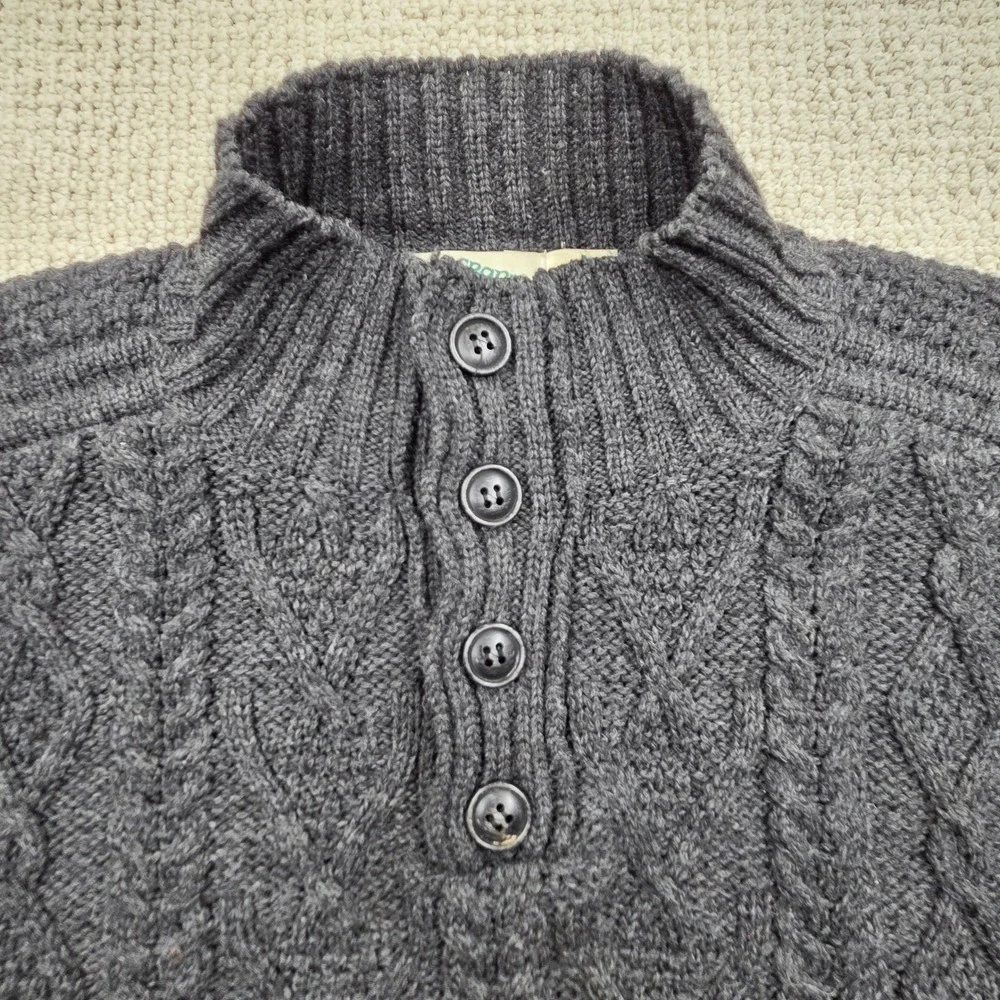 Vintage Aran Crafts 100% Merino Wool Cable Knit Sweater Charcoal Grey Large